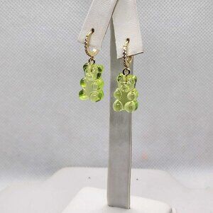 Brand New Sterling Silver 925 GREEN Teddy Bear Huggy Earrings